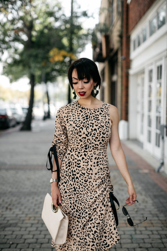 cinched animal print dress