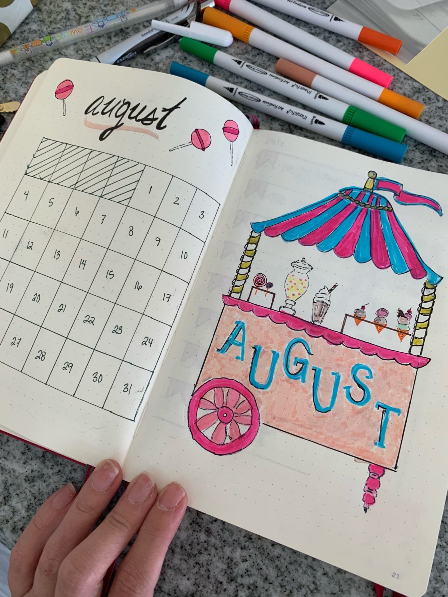 ice cream stand bulllet journal